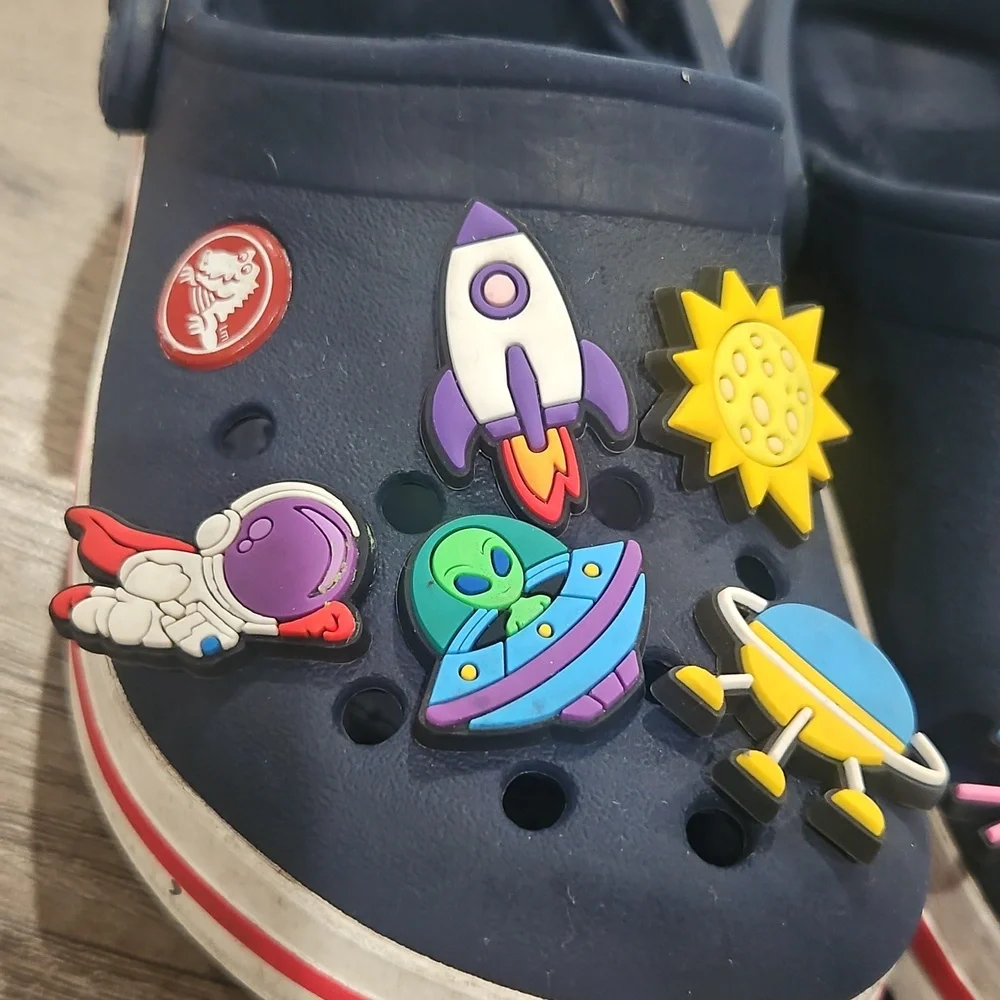Kids Navy Clogs with Fun Space Charms